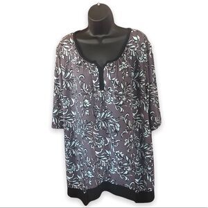 *136 Carole Hockman Printed 3/4 Sleeve Blouse